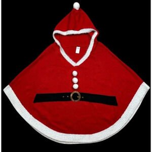 Women's Mrs Claus Xmas Poncho Sweater Sz L Ugly Christmas Sweater